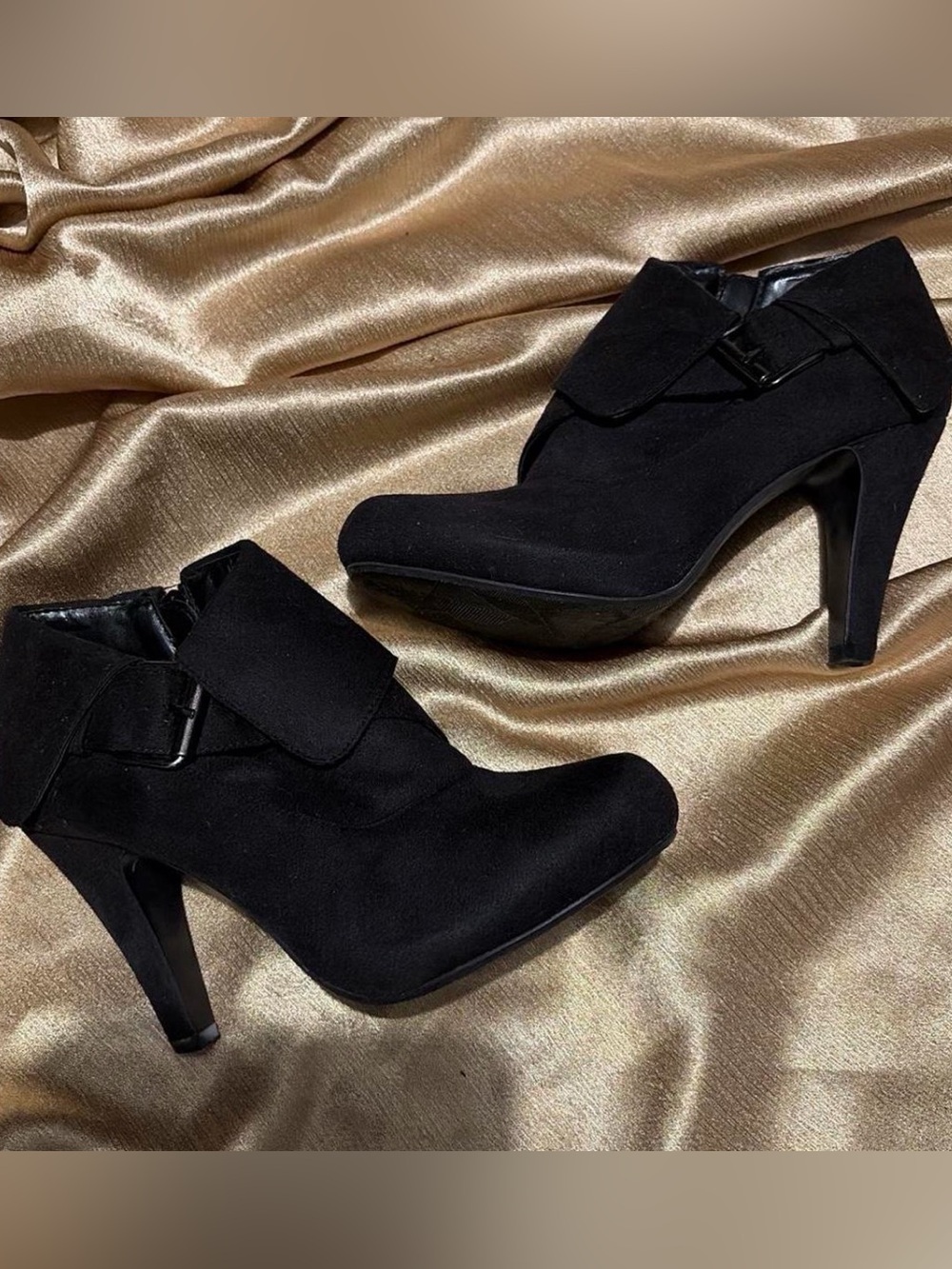 Black Suede High Heel Ankle Booties